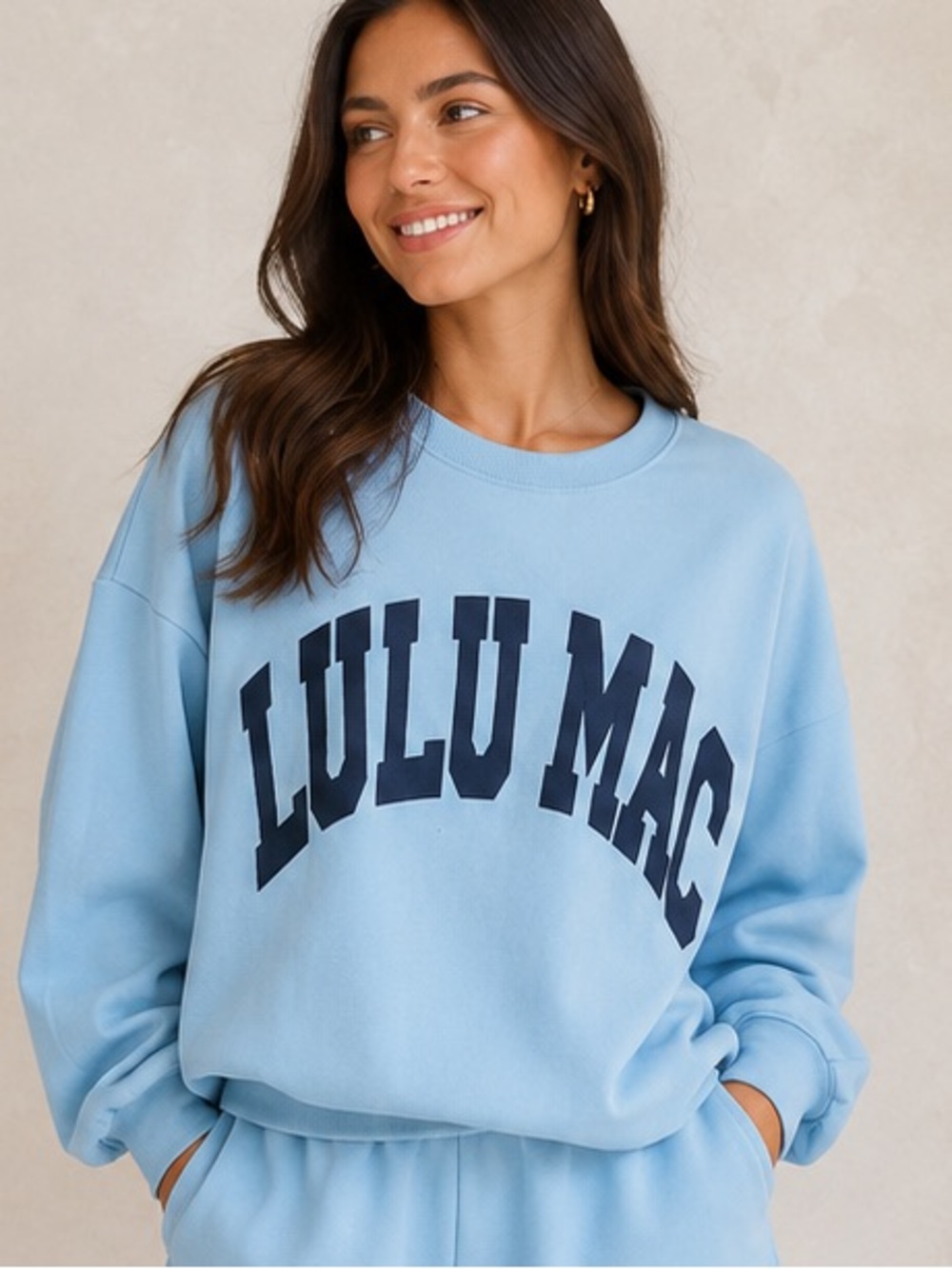 Lulu Mac Light Blue with navy Logo Sweatshirt